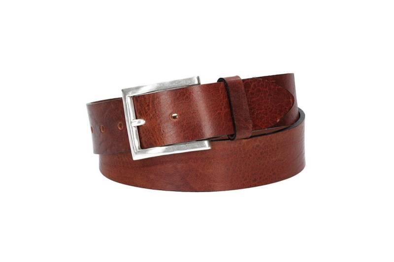 Leder Bazlen Ledergürtel Hochwertiger 40mm in Cognac mit rustikaler Schließe in Silber (AS12_640, 1-St) sehr weiches Vollrindleder von Leder Bazlen
