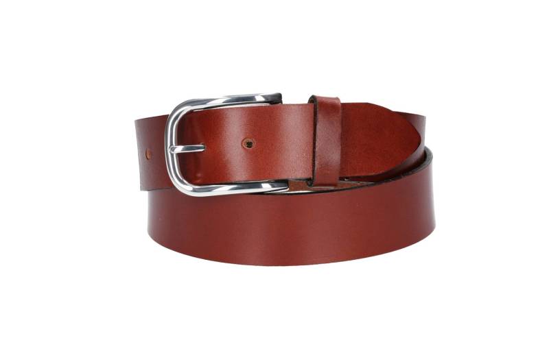 Leder Bazlen Ledergürtel Hochwertiger Ledergürtel 40mm in Cognac mit Schließe satiniert (AS10G-640, 1-St) sehr weiches Vollrindleder von Leder Bazlen