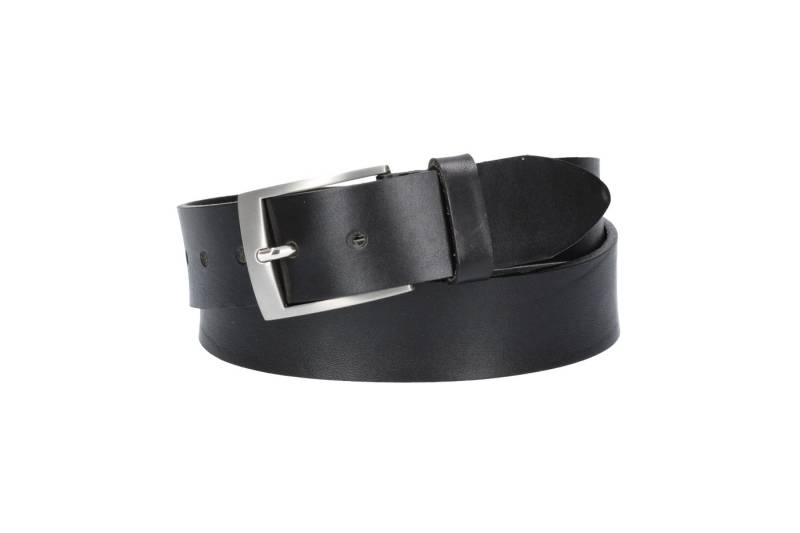 Leder Bazlen Ledergürtel Hochwertiger Ledergürtel 40mm in Schwarz mit Schließe satiniert (AS10S-790, 1-St) sehr weiches Vollrindleder von Leder Bazlen