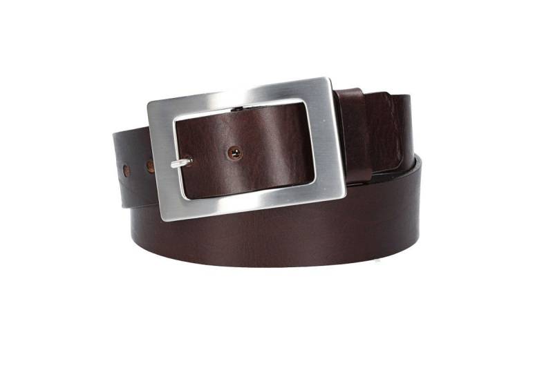 Leder Bazlen Ledergürtel Ledergürtel Braun 40mm mit Vollschließe Silber (S1820A6033-690, 1-St) sehr weiches Vollrindleder von Leder Bazlen