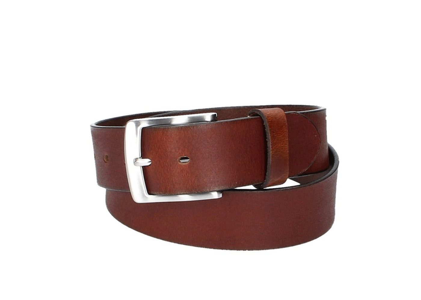 Leder Bazlen Ledergürtel Ledergürtel Cognac 40mm mit Dornschließe in Silber (LB1146B40-640) sehr weiches Vollrindleder von Leder Bazlen