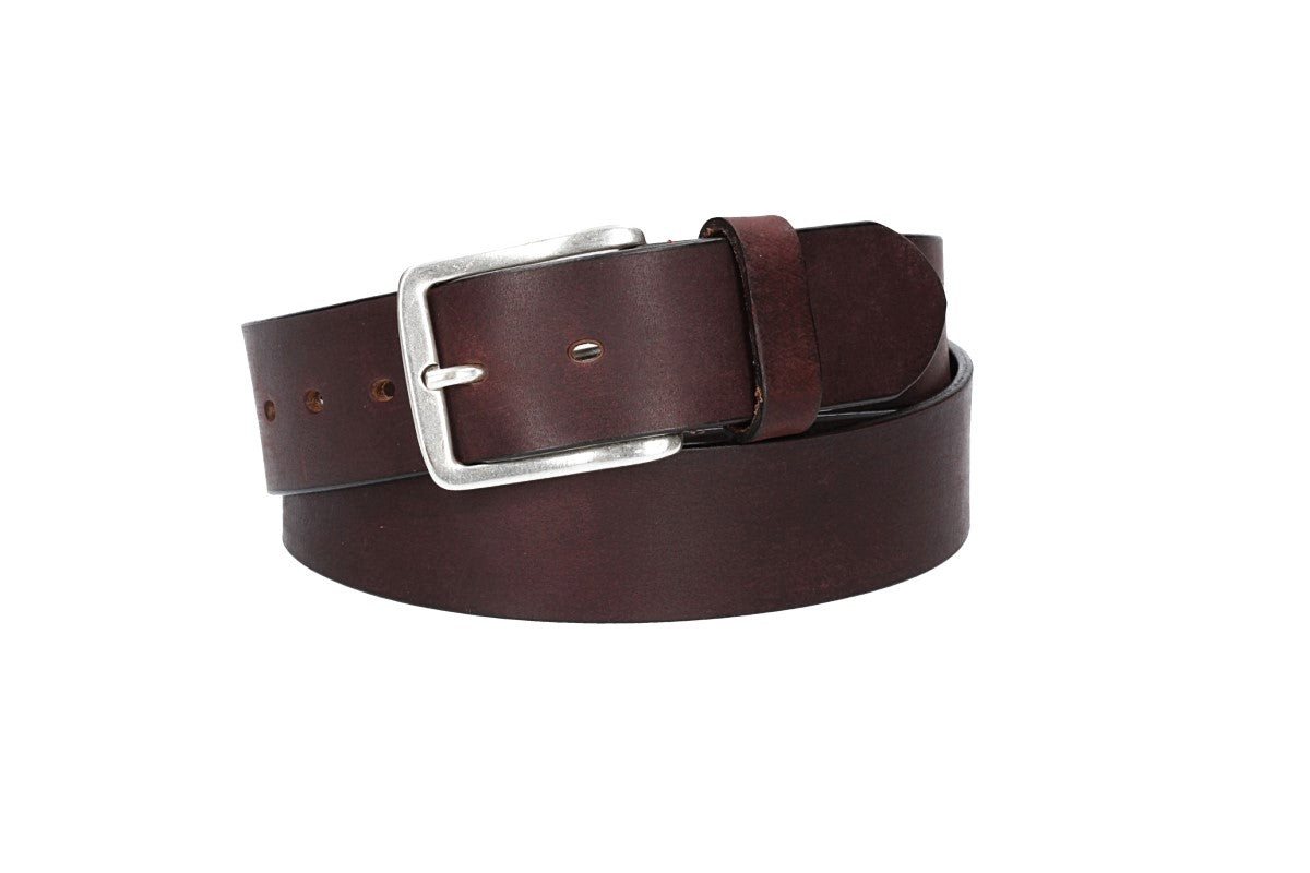 Leder Bazlen Ledergürtel Rot, Bordeaux 40mm mit Dornschließe in Silber (LB1131B40-390) sehr weiches Vollrindleder von Leder Bazlen