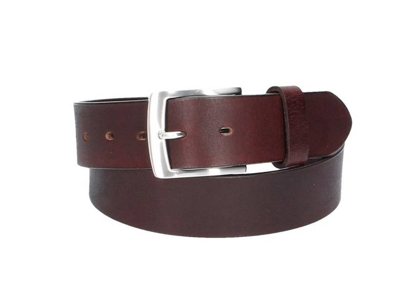 Leder Bazlen Ledergürtel Rot, Bordeaux 40mm mit Dornschließe in Silber (LB1149B40-390, 1-St) sehr weiches Vollrindleder von Leder Bazlen