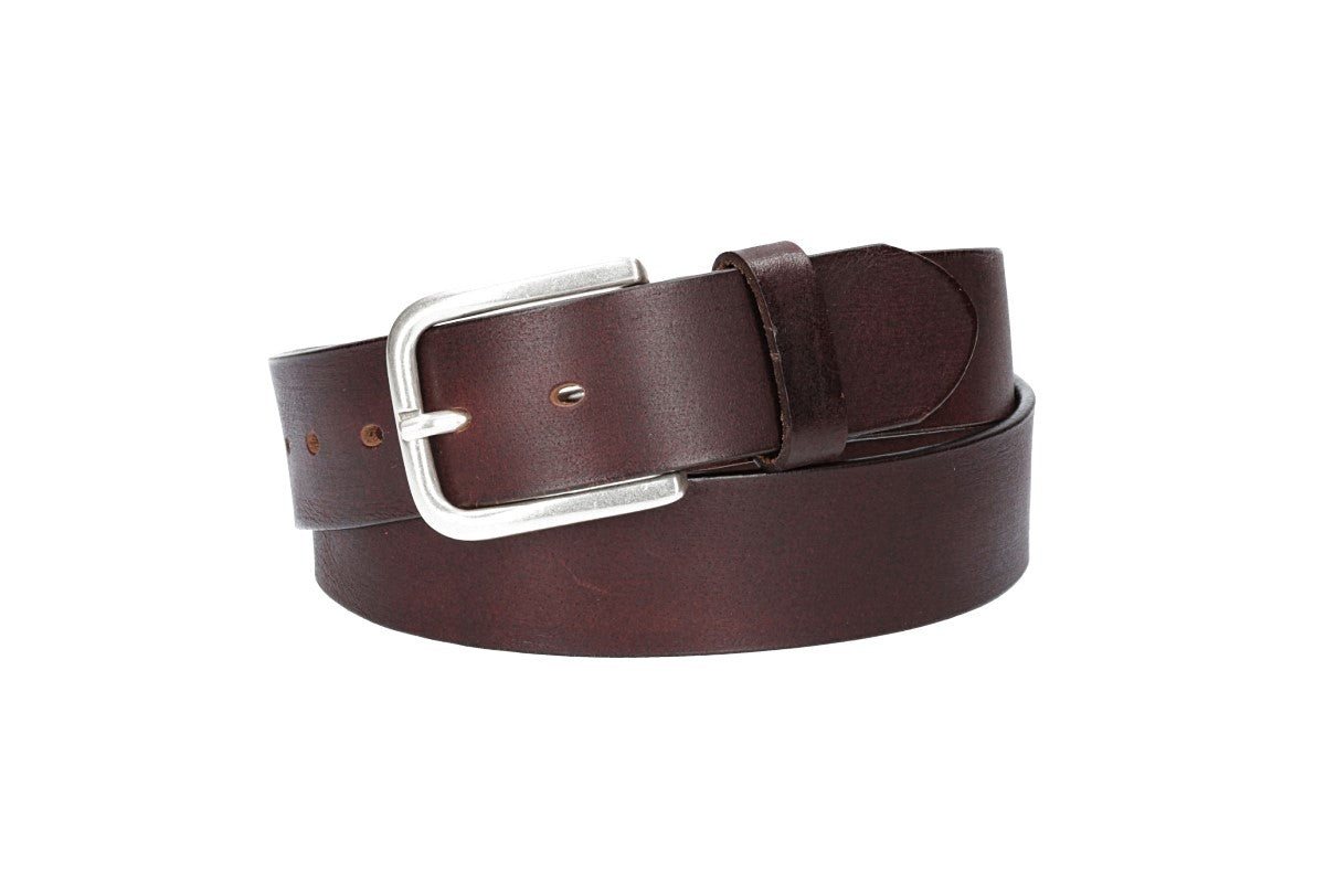 Leder Bazlen Ledergürtel Rot, Bordeaux 40mm mit Dornschließe in Silber (LB1160B40-390) sehr weiches Vollrindleder von Leder Bazlen