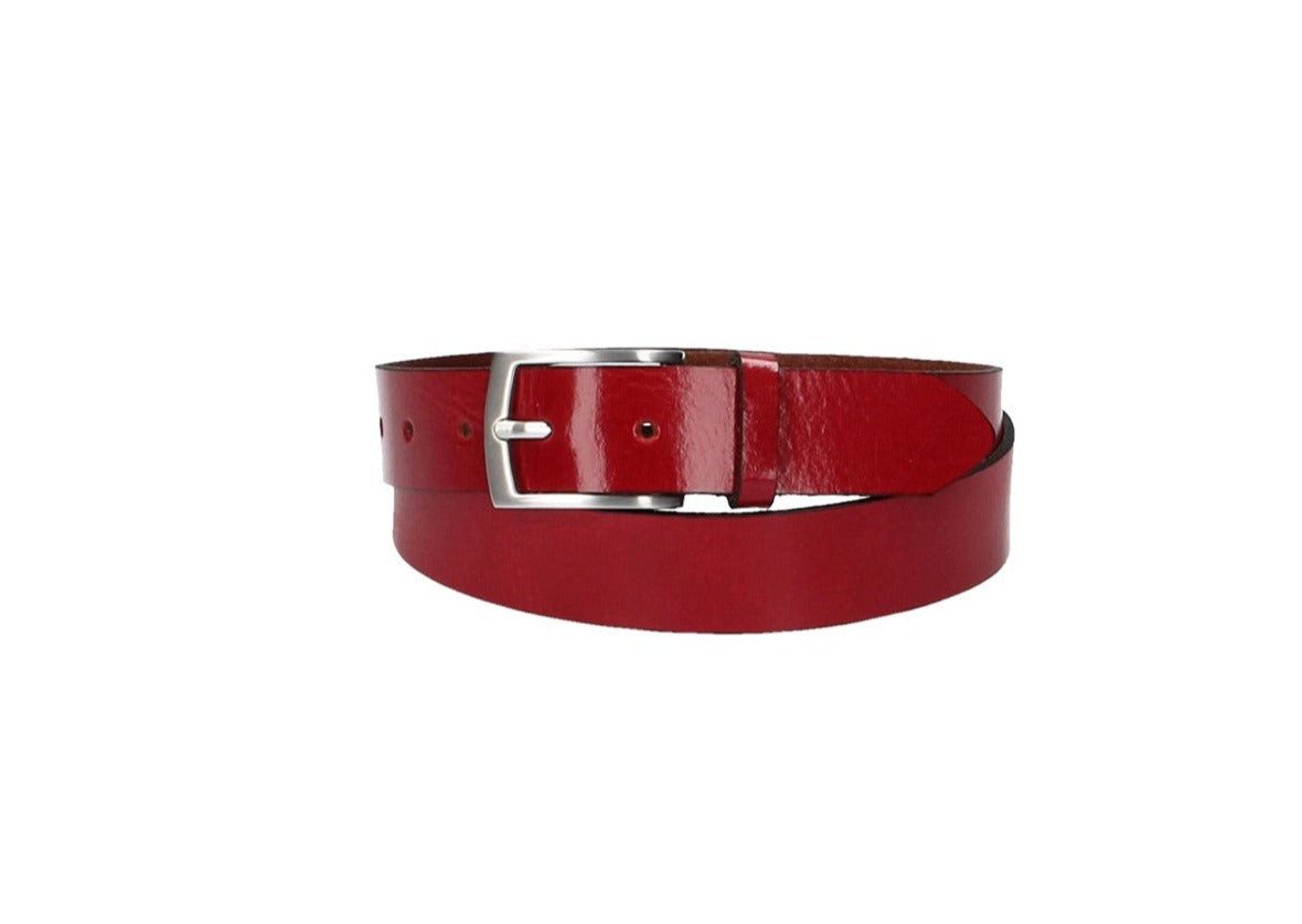 Leder Bazlen Ledergürtel Rot 30mm mit Dornschließe in Silber (LB1212B30-360) sehr weiches Vollrindleder von Leder Bazlen