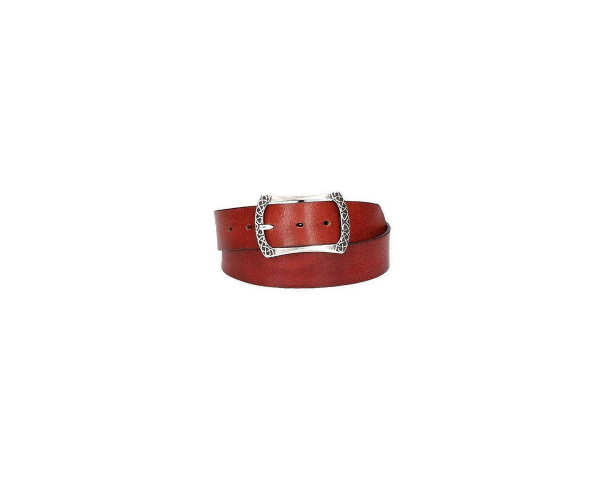 Leder Bazlen Ledergürtel Rot 40mm mit Vollschließe in Silber (LB1174B40-A-350) sehr weiches Vollrindleder von Leder Bazlen