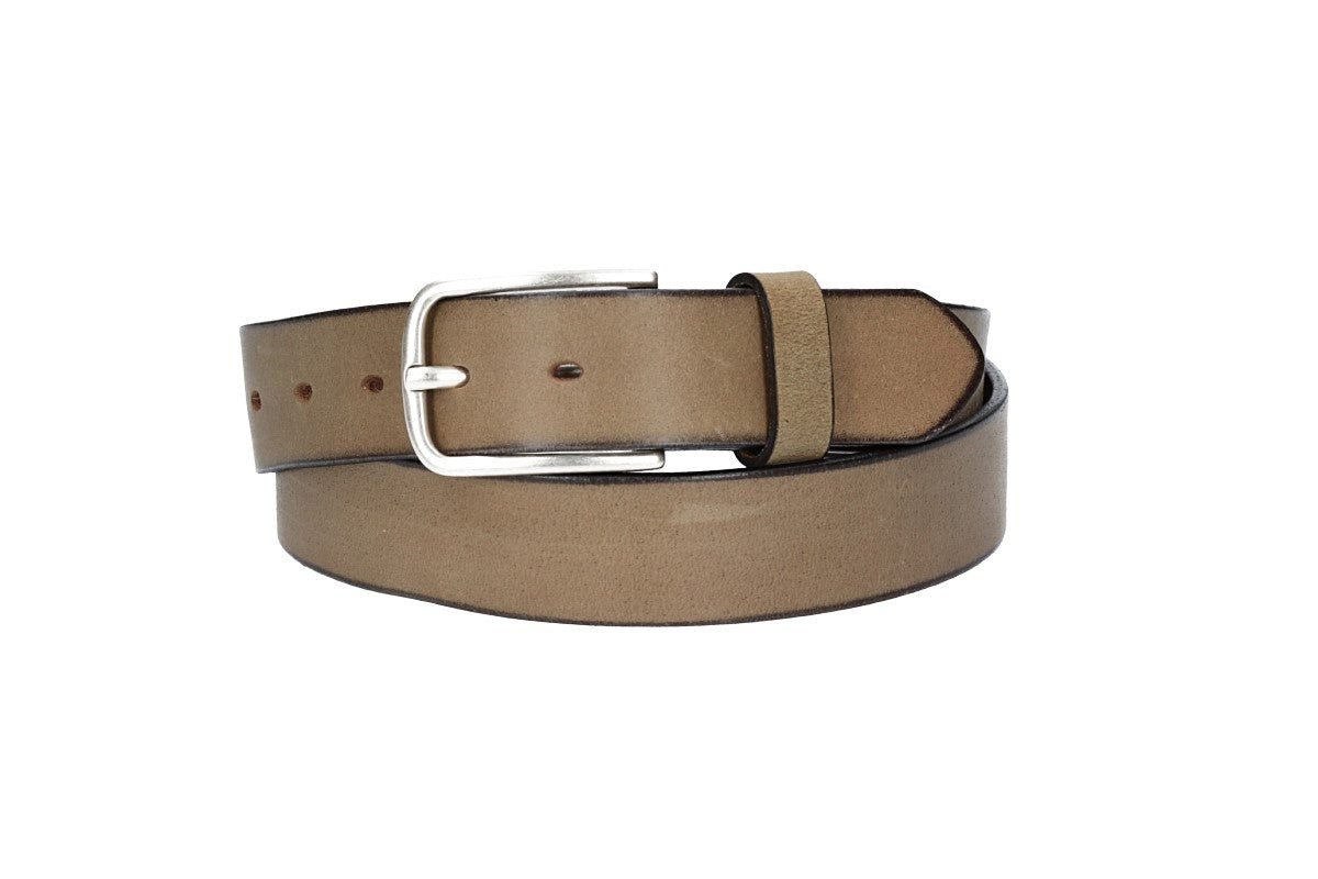 Leder Bazlen Ledergürtel Sand, Beige 35mm mit Dornschließe in Silber (LB1164B35-710) sehr weiches Vollrindleder von Leder Bazlen