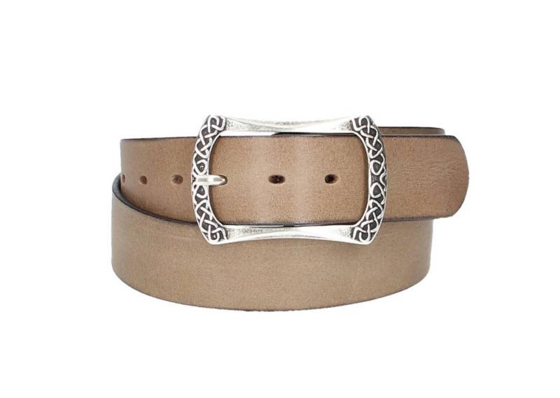Leder Bazlen Ledergürtel Sand, Beige 40mm mit Vollschließe in Silber (LB1164B40A-710, 1-St) sehr weiches Vollrindleder von Leder Bazlen