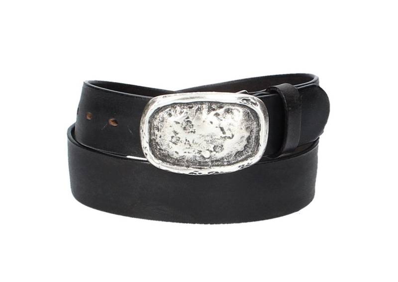 Leder Bazlen Ledergürtel Schwarz 40mm mit Koppelschließe in Used Optik (LB1159B40D-790, 1-St) sehr weiches Vollrindleder von Leder Bazlen