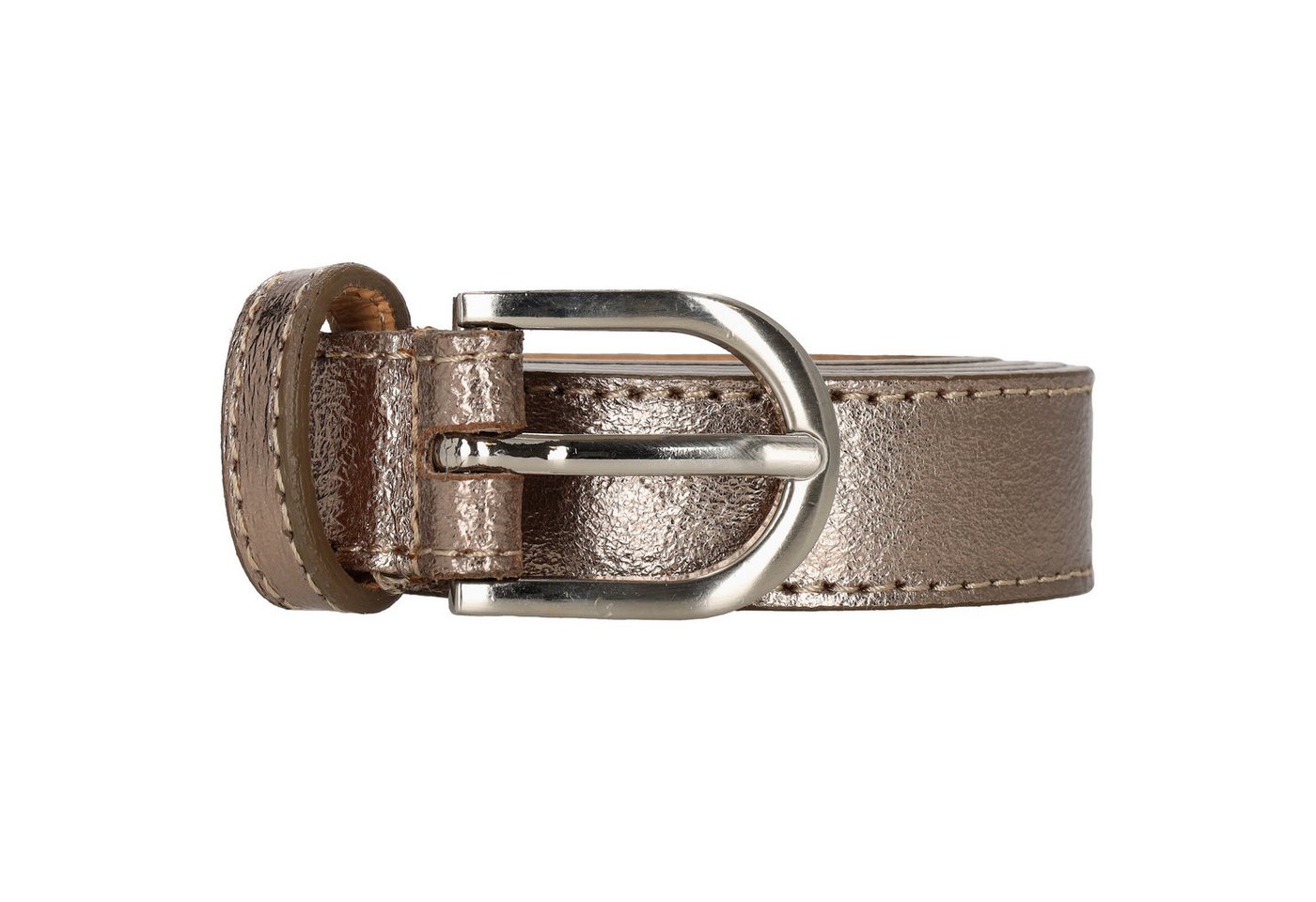 Leder Bazlen Ledergürtel hochwertig in Champagner – Metallic Look, 2,5cm, Silber-Schließe von Leder Bazlen