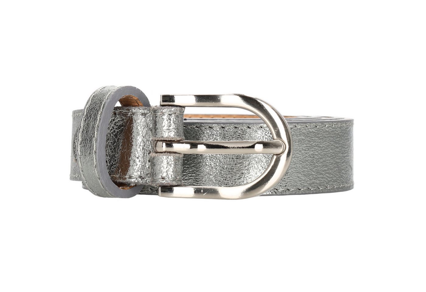 Leder Bazlen Ledergürtel hochwertig in Silber – Metallic Gürtel, 2,5cm, Silber-Schließe von Leder Bazlen