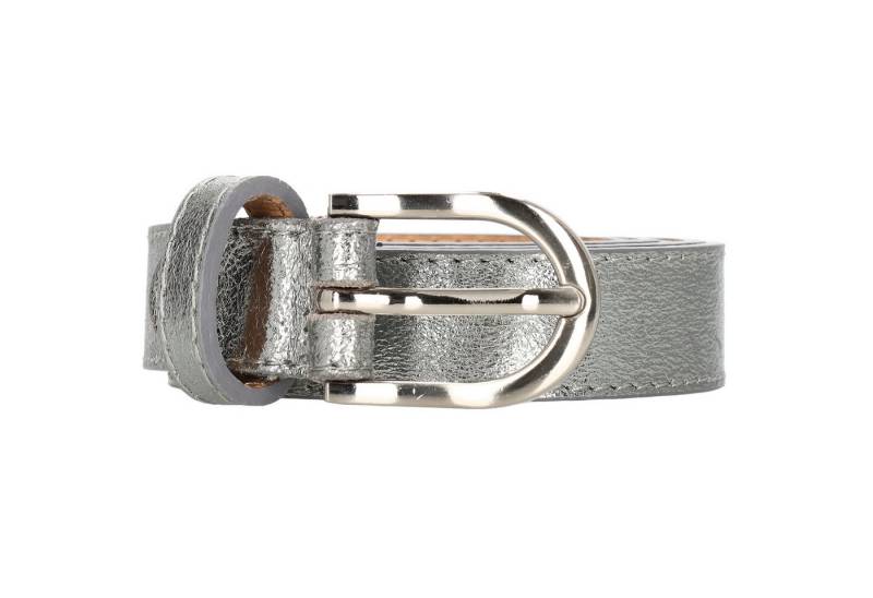 Leder Bazlen Ledergürtel hochwertig in Silber – Metallic Gürtel, 2,5cm, Silber-Schließe von Leder Bazlen