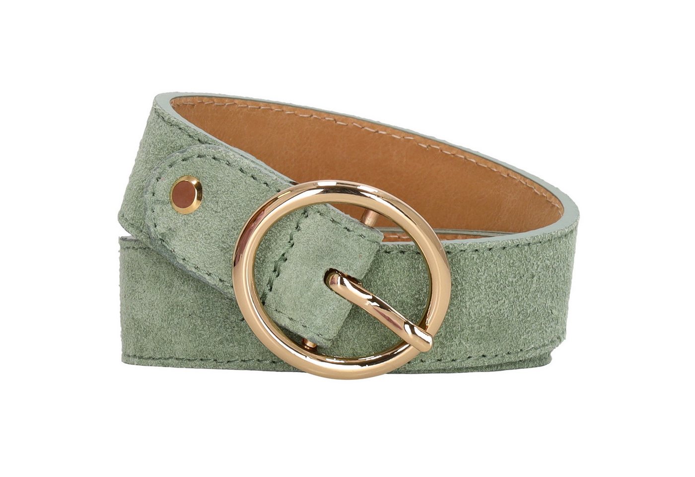 Leder Bazlen Ledergürtel pistazienfarben Damen 2,5cm - Gold-Vollschließe aus Veloursleder von Leder Bazlen