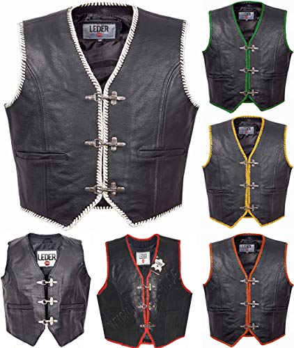 LEDER24H Biker Kutte Herren Lederweste Lederkutte Motorrad Weste Modell 1036 (Weiß, 6XL) von Leder24h lederwaren rund um die Uhr