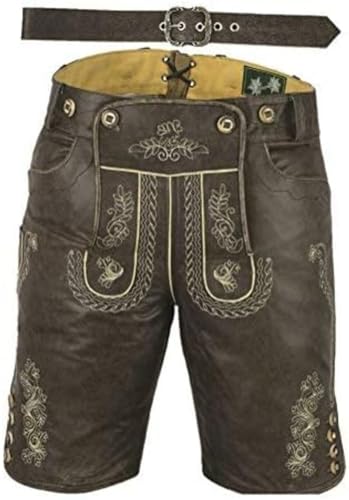 Fuente Kurze Lederhose mit Gürtel, echt Leder Nappa antik Trachten Lederhose kurz, Damen Trachtenlederhose mit Gürtel in Schwarz Vintage (36, Antik Schwarz) von LederGwand