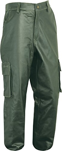 Jagd Lederhose Herren lang- Lange Lederhose Damen - Cargo Lederhose- Lederjeans- Echt Leder festem Nubuk - Lederhose Jeans 501 Olive- Motorrad Lederjeans (48) von LederGwand