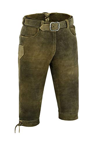 Kniebundhose Leder Nubuk-Fuente Jagdhose- Trachtenlederhose Damen- Damen Kniebundlederhose -Trachten Lederhose mit Gürtel in Braun, Camel, Grün, Trachtenhose Knielang (36, Braun) von LederGwand