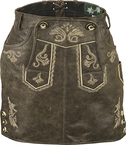 Tachten Lederrock kurz Damen -Leder Rock Vintage Damen- Nappa antik - Trachtenrock Knielang - Kurzer Lederrock Damen Tracht echt Leder alt Schwarz antik (26, Alt Schwarz) von LederGwand