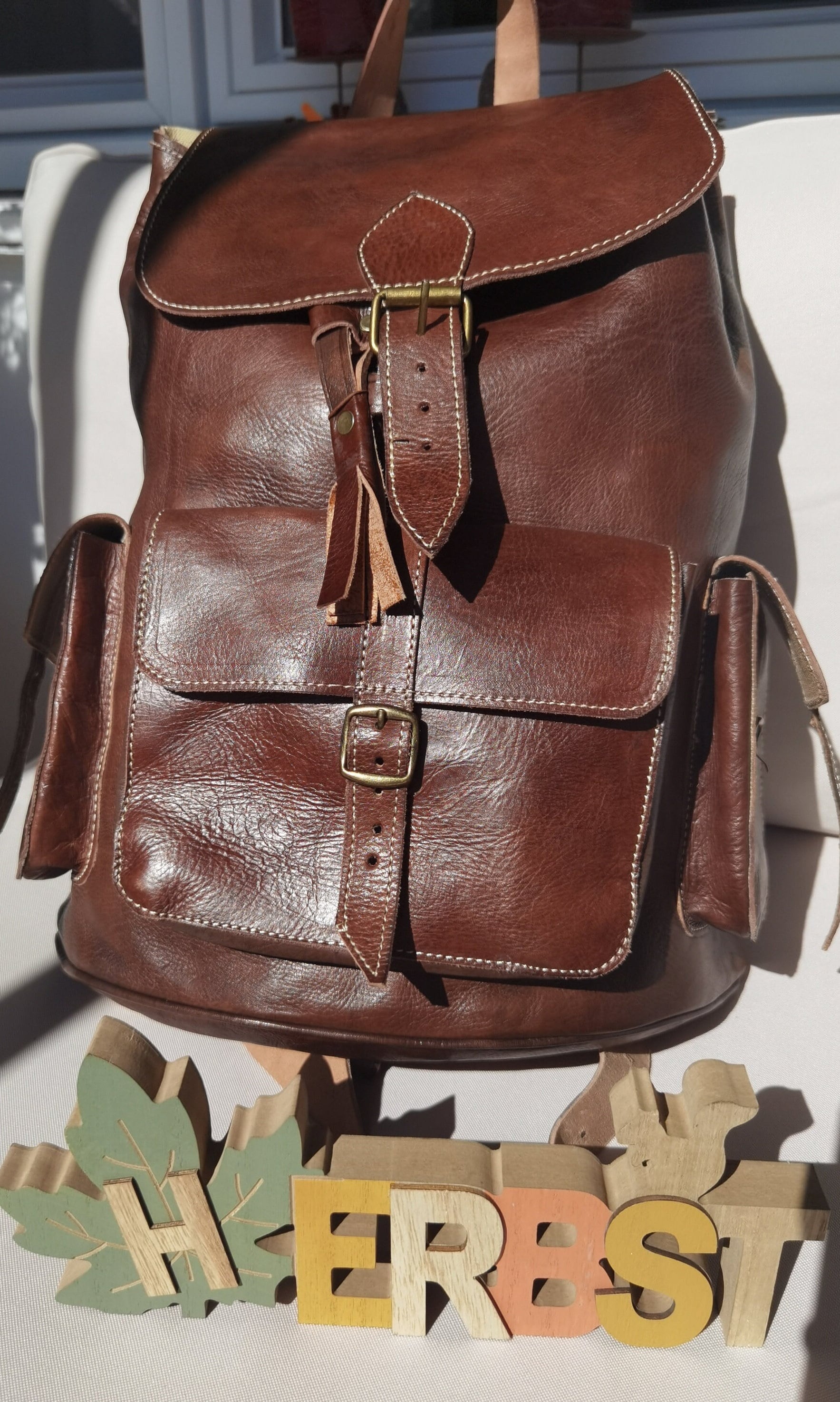 Handmade Leather Backpack - Perfect Backpack For Every Day Genuine & Handmade Brown Winter Leder von LederHandwerkDesign