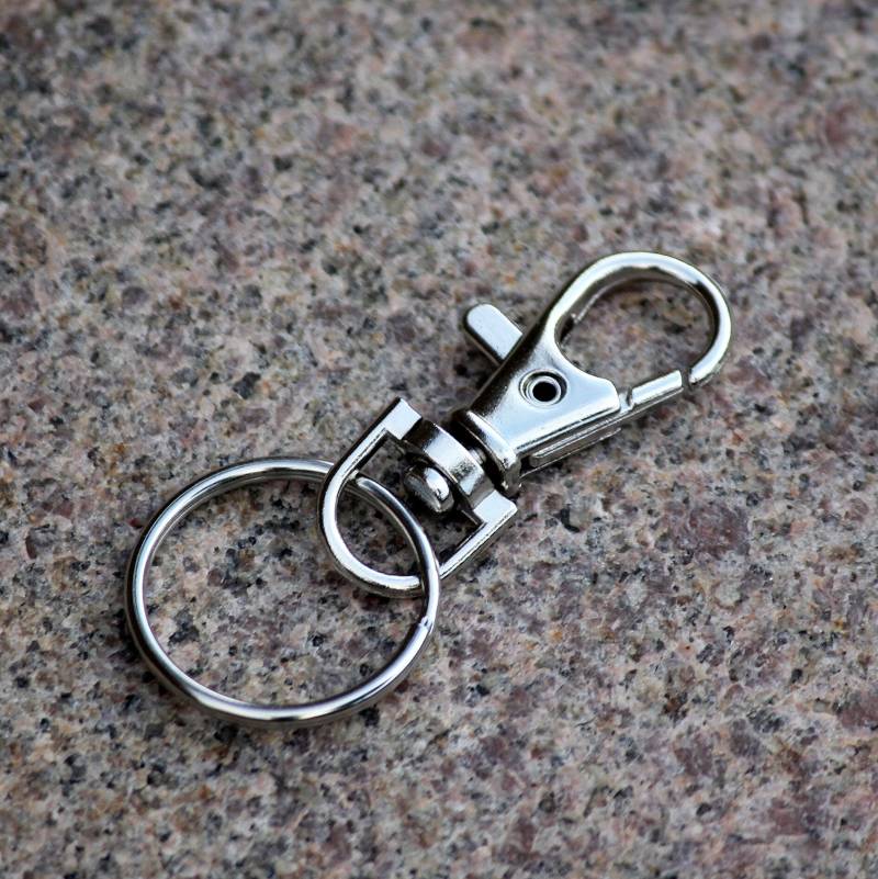 Karabinerhaken Silber 6 X 39 Mm Mit Schlüsselring 16 von LederKlappert