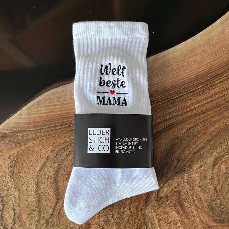 Socken Bestickt - Weltbeste Mama Geschenk Für Muttertag von LederStichundCo