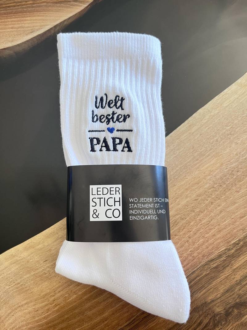 Weltbester Papa - Socken Bestickt Geschenk Für Vater Vatertag von LederStichundCo