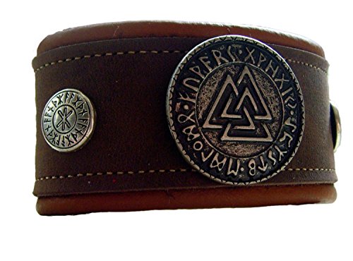 Lederarmband 2 Farbig braun-beige Wotansknoten mit Odin Schutz von Lederecke Konstanz