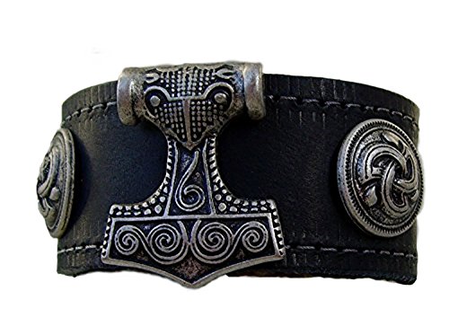 Lederarmband Thor`s Hammer mit Trischel Farbe schwarz von Lederecke Konstanz