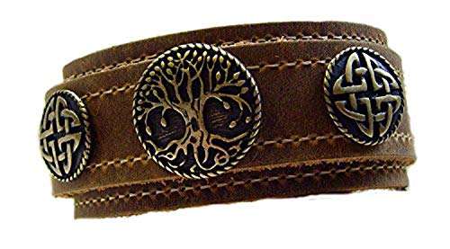 Lederarmband Wickelarmband hell-Braun Yggdrasiel Irminsul Welten-Baum von Lederecke Konstanz