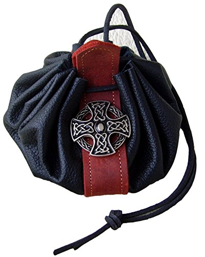 Lederbeutel Dukatenbeutel Geldkatze Farbe schwarz Rot Kreuz der Kelten von Lederecke Konstanz