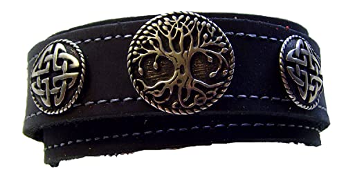 Wickel Lederarmband Yggdrasiel Irminsul Welten Baum (schwarz) von Lederecke Konstanz