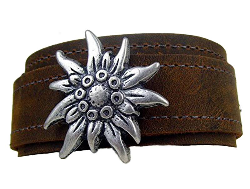 Armband Edelweiss Wickelband Lederarmband Enzian von LedereckeKonstanz