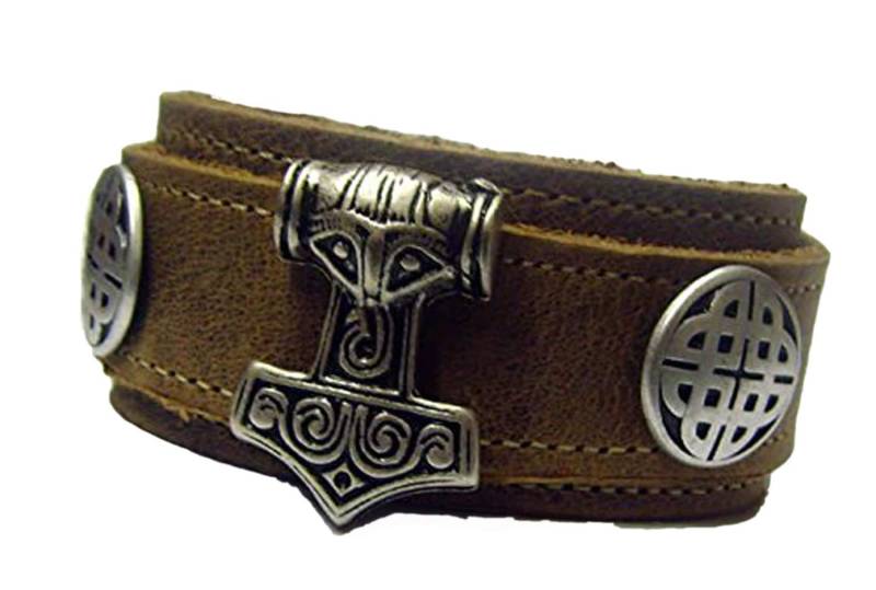 Armband Thor-Hammer Wickelband Lederarmband von LedereckeKonstanz