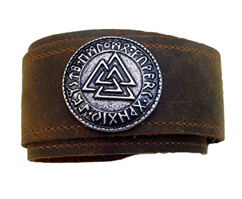 Leder-Armband Wotanknoten Wickelband Lederarmschmuck Verstellbar von LedereckeKonstanz