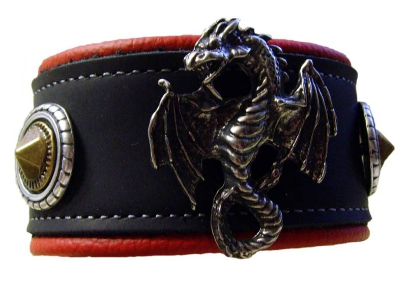 Lederarmband Drache Drachenkampf 2-Farbig Armband von LedereckeKonstanz