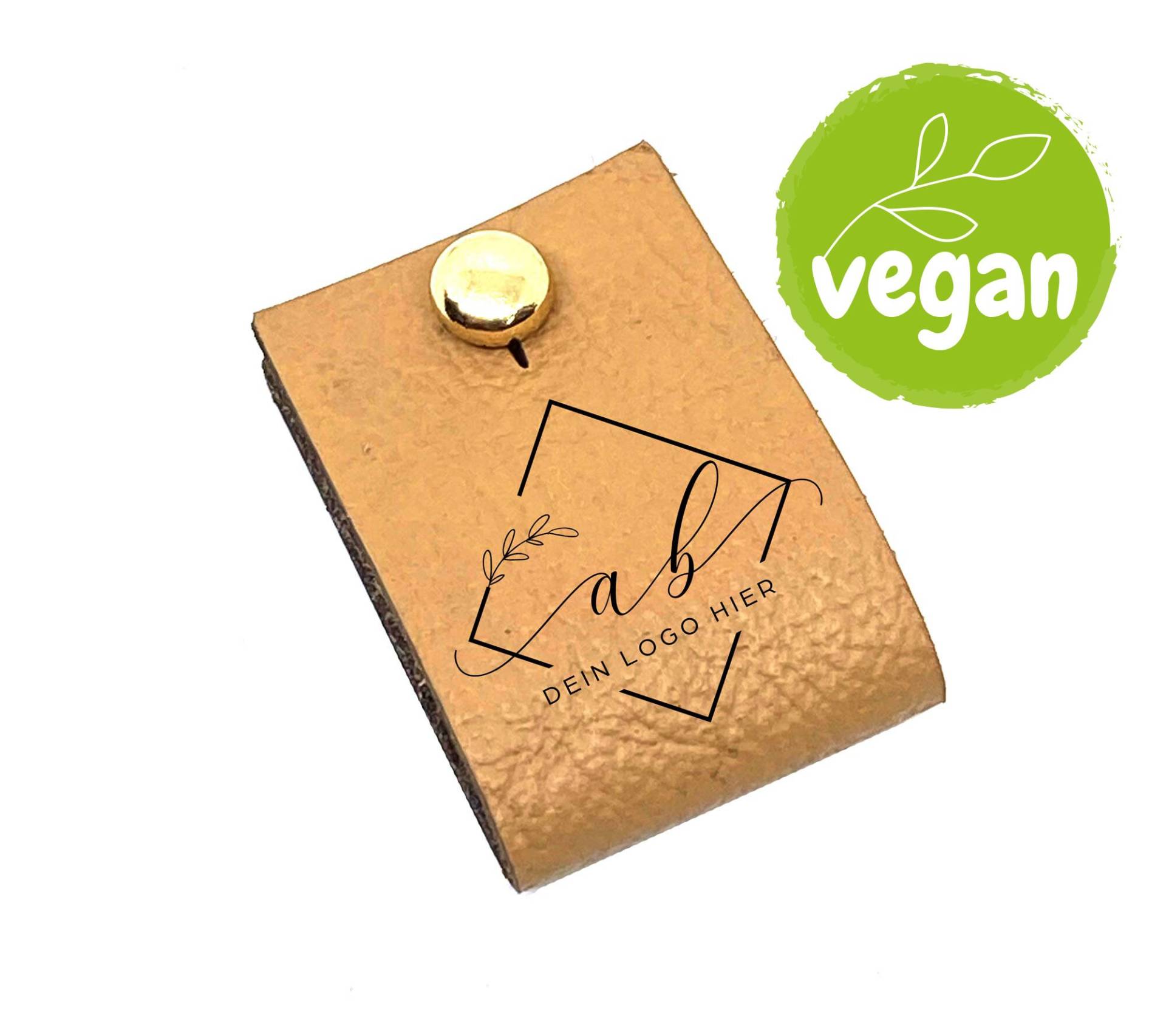 10 Labels 22 X 70 Mm Mit Niete, Logo/Wunschtext, Vegan Aus Kunstleder Oder Snappap® von Lederetikett