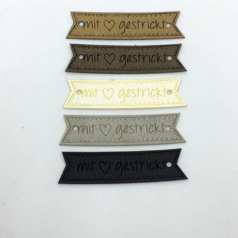Labels Aus Snappap "Mit Liebe Gestrickt", 40 X 10 Mm, Vegan, Aufnäher Snappap, Veganes Handmade-Label von Lederetikett