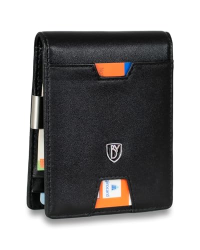 Bayento® iSlim - Nappa Leder Geldbeutel mit Geldklammer und Münzfach, 9 Kartenfach Premium Geldbörse - Slim Wallet mit RFID NFC Schutz - Farbe | (Schwarz) von Lederhand