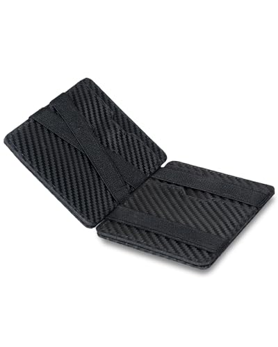Lederhand® Magic Wallet 2.0 – Echtleder Geldbörse handgemacht für Herren und Damen flaches Portemonnaie mit Münzfach und Platz für 8 Karten | Farbe Carbon von Lederhand
