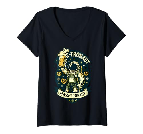 Damen Oktoberfest Lederhosn Wiesen Dirndl Ersatz Tracht Trachten T-Shirt mit V-Ausschnitt Damen Oktoberfest Lederhosn Wiesen Dirndl Ersatz Tracht Trachten T-Shirt mit V-Ausschnitt von Lederhosen Dirndel Wiesn Trachtenshirt Bayrisch