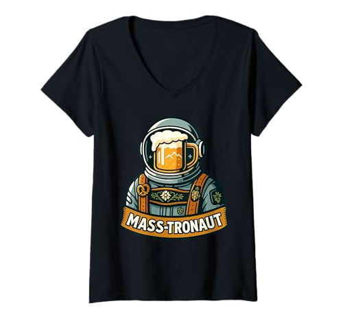 Damen Oktoberfest Lederhosn Wiesen Dirndl Ersatz Tracht Trachten T-Shirt mit V-Ausschnitt Damen Oktoberfest Lederhosn Wiesen Dirndl Ersatz Tracht Trachten T-Shirt mit V-Ausschnitt von Lederhosen Dirndel Wiesn Trachtenshirt Bayrisch