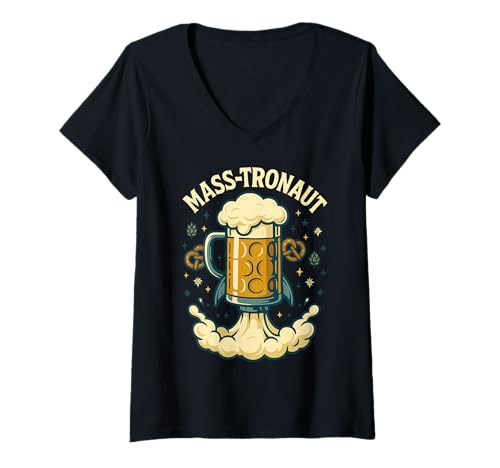 Damen Oktoberfest Lederhosn Wiesen Dirndl Ersatz Tracht Trachten T-Shirt mit V-Ausschnitt Damen Oktoberfest Lederhosn Wiesen Dirndl Ersatz Tracht Trachten T-Shirt mit V-Ausschnitt von Lederhosen Dirndel Wiesn Trachtenshirt Bayrisch