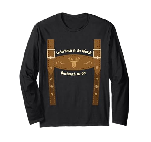 Lustiges Bayerisches Fest Outfit 2025 – Männer Trachten Langarmshirt Lustiges Bayerisches Fest Outfit 2025 – Männer Trachten Langarmshirt von Lederhosen-Ersatz mit witzigem Spruch