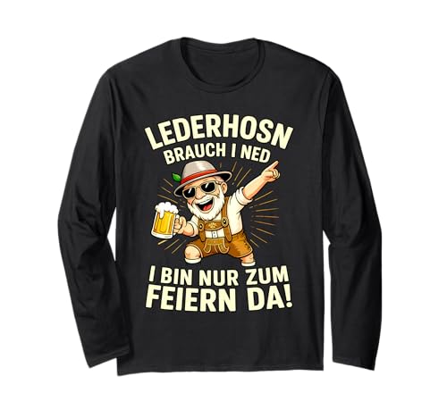 Trachtenshirt Herren Tracht Passend für Oktoberfest Herren Langarmshirt von Lederhosn brauch i ned – Oktoberfest Originals