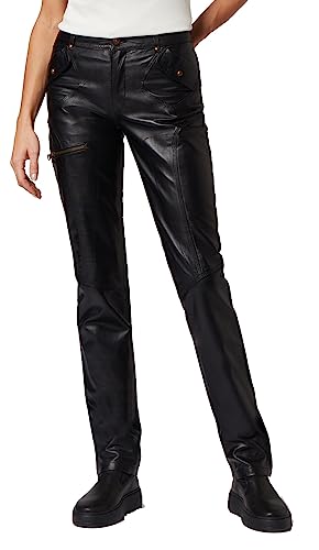 Empiria - Schwarze Damen Lederhose - Slim Fit, Lamm Nappa Echtleder (as3, Alpha, x_l, Regular, Regular, Schwarz) von Lederjacke