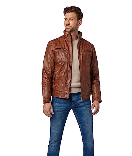 Lederjacke Albat – Herren Biker Jacke aus Premium Lamm Leder (Echtleder) von Lederjacke