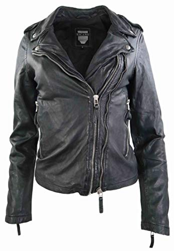 Lederjacke Damen Roxy Biker Style - Premium Lamm Leder (Echtleder) (Schwarz, S) von Lederjacke