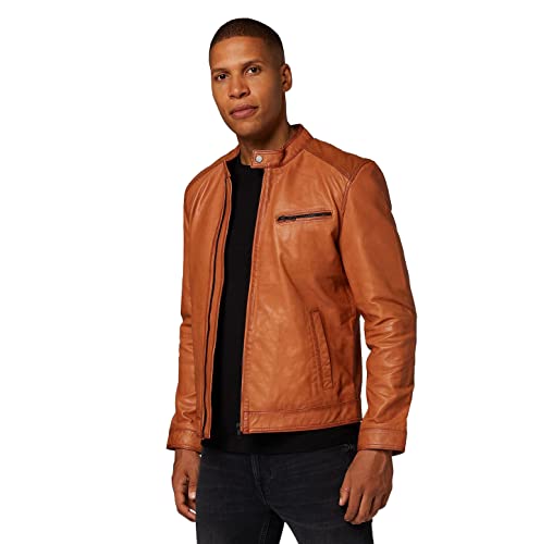 Lederjacke Elias - Herren Biker (Slim Fit) - echtes (Premium) Lamm Leder (as3, alpha, m, regular, regular, Cognac) von Lederjacke