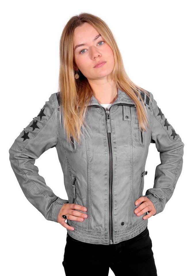 Lederjackenstore Lederjacke • super weiches Lammleder • mit Nieten und aufgepatchten Streifen und Sternen Lederjackenstore Lederjacke • super weiches Lammleder • mit Nieten und aufgepatchten Streifen und Sternen von Lederjackenstore