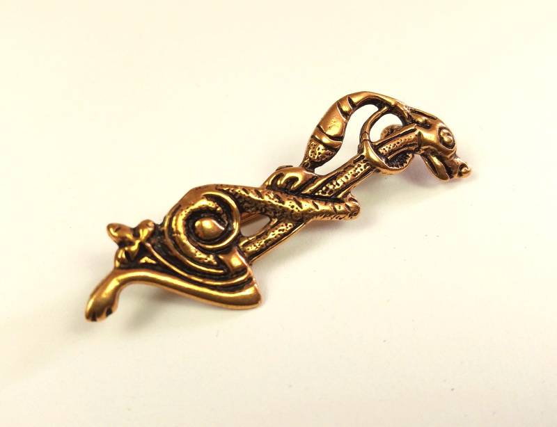 Brosche Wolf Bronze Wikinger Bronzeschmuck Wikingerschmuck Fein Verziert Anstecknadel Filigran Mittelalter Gewandnadel von Lederkotten